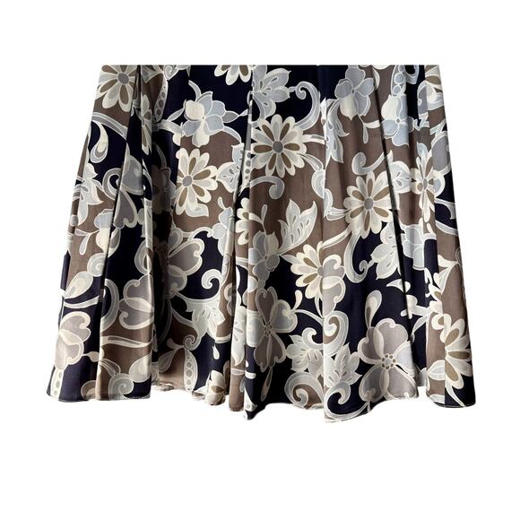 Silk Midi Skirt A-Line Size 6/8 Floral Gray Black Artsy - Picture 6 of 8